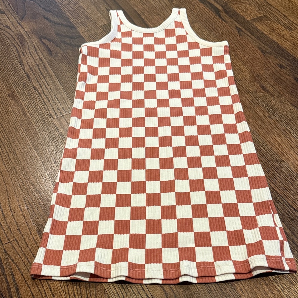 Old Navy Burn Red Brown and White Checkered Kids Casual Dress